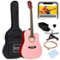 Best Choice Products - 41in Full Size Beginner Acoustic Guitar Set with Case, Strap, Capo, Strings - Pink-Front_Standard