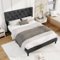 Costway - Full Size Bed Frame with Button-Tufted Headboard & Wooden Slats Easy Assembly - Gray-Front_Standard 