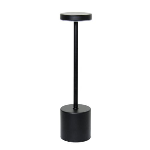 Simple Designs - 12.75" Mushroom Magic Disc Dimming & Rechargeable Cordless 4-Way Touch Sensor Stick Desk Lamp - Black