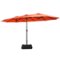 Costway - 15FT Double-Sided Twin Patio Umbrella Outdoor Market W/ Crank & Base - Orange-Front_Standard