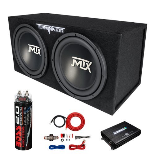 MTX - 12" 1200W Max Car Audio Dual Loaded Subwoofer Set with Car Audio Amplifier - Black-Front_Standard 