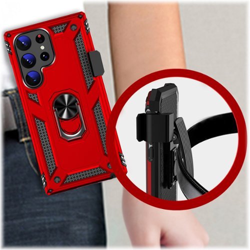 SaharaCase Military Kickstand Series with Belt Clip Case for Samsung Galaxy S23 Ultra - Red BUY IN EUROPE