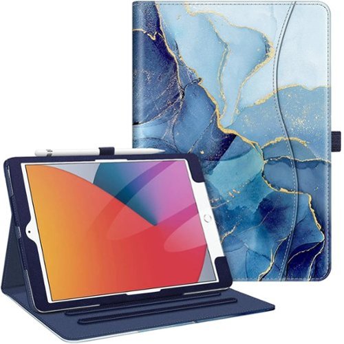 Kitcheniva - Protective Stand Case For iPad 9th 8th 7th Generation 10.2 Inch With Pocket Holder - Ocean Marble-Front_Standard 