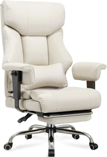 CloudRest Pro - Big and Tall Office Chair Faux Leather Ergonomic Executive Chair - Beige-Front_Standard 