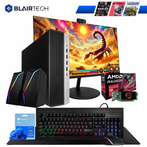 HP - Refurbished Excellent - ProDesk 600G4 Desktop Computer-Intel i5-AMD RadeonRX 550-16GB DDR4 RAM-500GB NVMe24"LCD-Gaming Keybd-Spkr--Win 11 Pro - Black-Front_Standard 