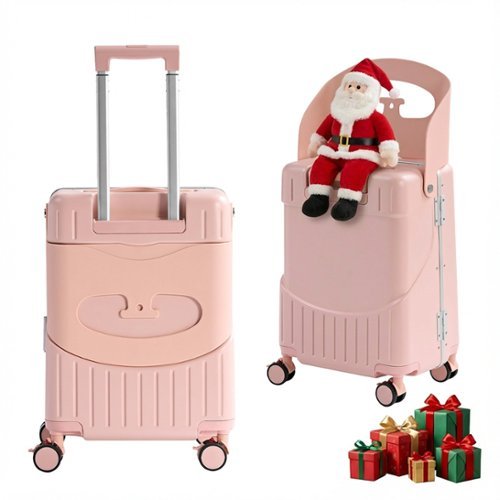 Circus Cirle - 20" Ride-on Luggage with Seat For Kids & Adults - Pink-Front_Standard 