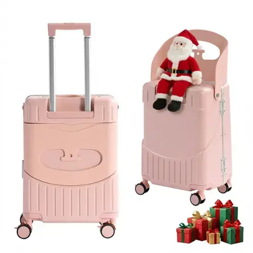 Front. Circus Cirle - 20" Ride-on Luggage with Seat For Kids & Adults - Pink.
