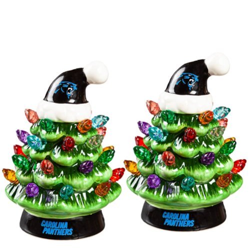 Evergreen Enterprises - Carolina Panthers 2-Pack 4" Ceramic LED Christmas Tree Set - Multicolor-Front_Standard 