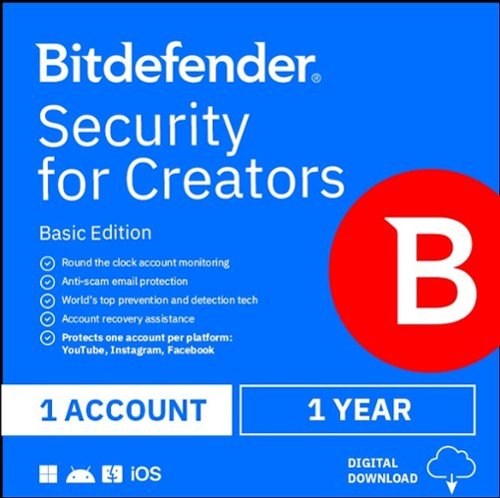 Bitdefender - Security For Creators 1 Account 1 Year - Windows, Apple iOS, Mac OS, Android, Linux [Digital]