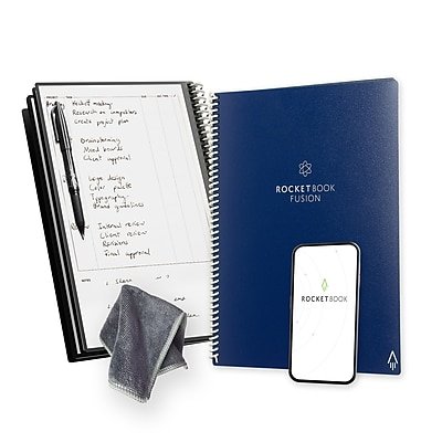 Rocketbook - Fusion Reusable Notebook Planner Combo, 8.5" x 11", 42 Sheets - Blue-Front_Standard 