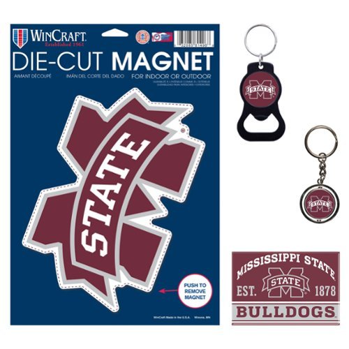 WinCraft - Mississippi State Bulldogs 4-Pack Key Rings and Magnets Set - Multicolor-Front_Standard 