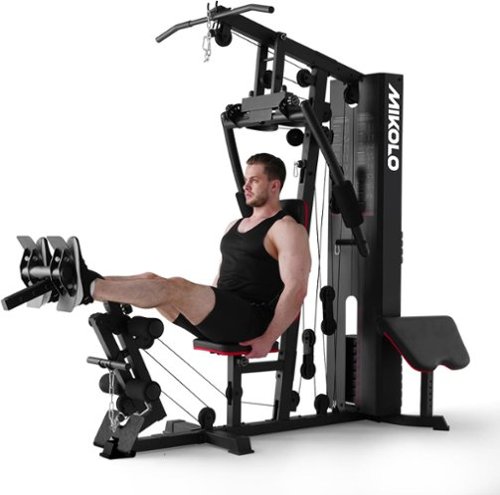 Mikolo - Home Gym Station, Workout Station with 150LBS Weight Stack, Home Gym Equipment for All Body Training - Black-Front_Standard 