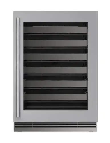 Front. U-Line - 24"W. 4.9 Cu.Ft. Built-In Wine Refrigerator-Stainless Steel Frame w. Glass - Stainless Steel.