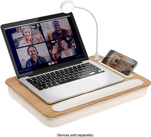 LapGear - Sidekick Pro Lap Desk with LED Conference Light - White Oak Woodgrain