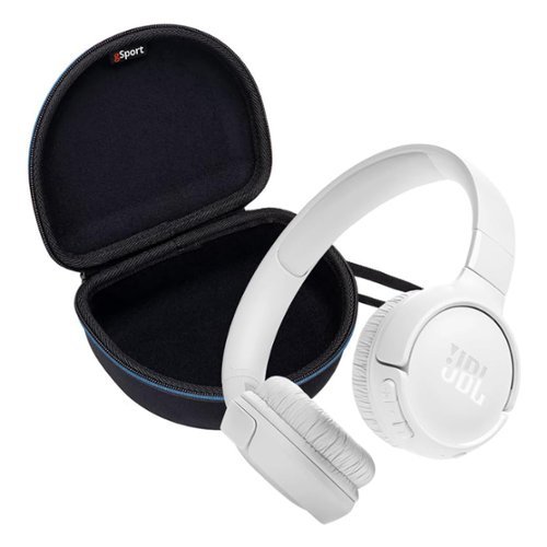 JBL - Tune 520BT Wireless On Ear Bluetooth Headphone Bundle with gSport Case (Black) - White-Front_Standard 