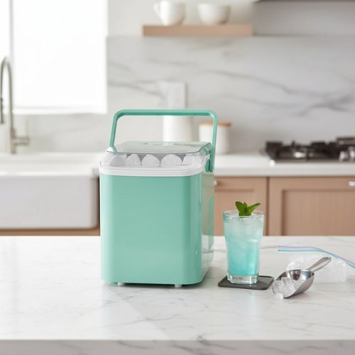 Forest'nSky - Portable Ice Maker - 24.5 lb/24H, 9 Bullet Ice in 6 Mins, Self-Clean, Low Noise, Handle for Camping/BBQ - Green-Front_Standard 