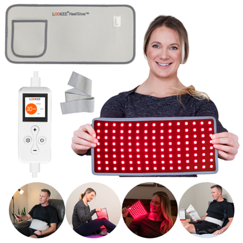 LOOKEE - LOOKEE® HealGlow™ Pro Medical Infrared & Red Light Therapy Belt Programmable with 10 Therapy Modes for Body Pain Relief - Gray-Front_Standard 