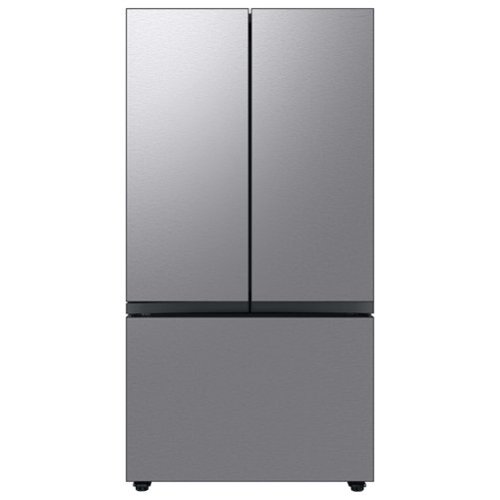 Samsung - BESPOKE 30 cu. ft. 3-Door French Door Smart Refrigerator with Beverage Center - Stainless Steel-Front_Standard 