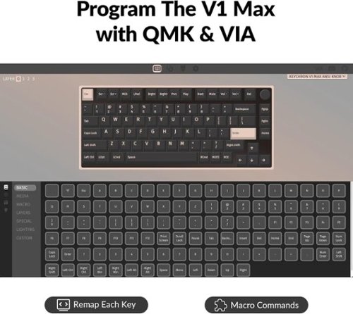 Keychron V1 Max 75% Custom Wireless RGB Mechanical Keyboard with Programmable QMK/VIA Hot-Swappable Red Switch - Black WHERE TO BUY