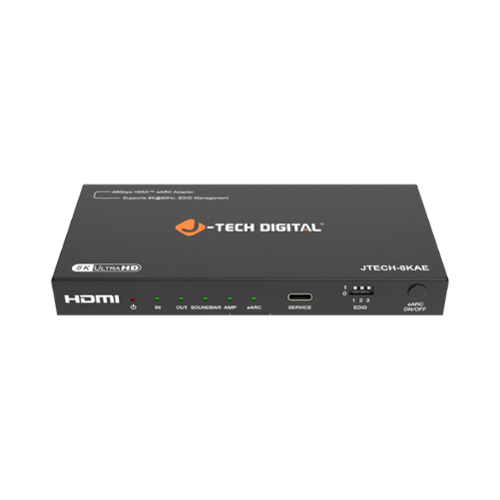 J-Tech Digital - 8K 60Hz 4K 120Hz eARC / ARC HDMI Audio Extractor - Black-Front_Standard 