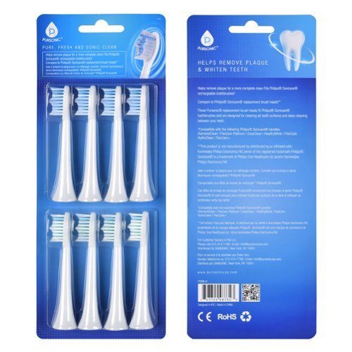  Pursonic - Replacement Toothbrush Heads, Compatible with Sonicare Electric Toothbrush 8 Pack - White