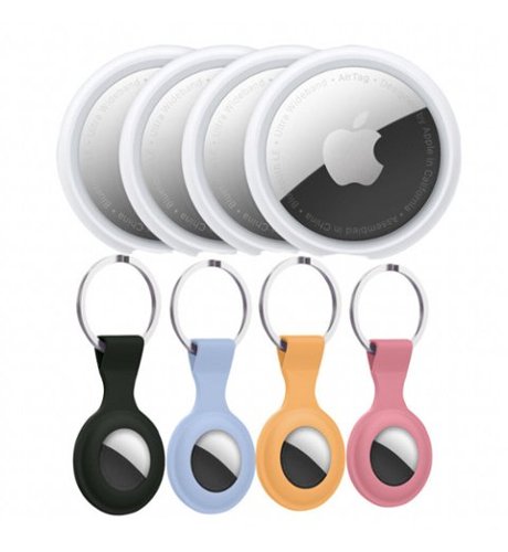 Apple - Airtag 4 Pack Key Ring Black/Blue Orange/Pink - Multi-Front_Standard 