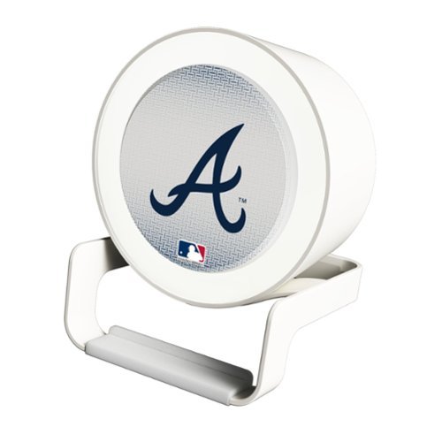 Keyscaper - Atlanta Braves Linen Print Nightlight Charger & Bluetooth Speaker - White-Front_Standard 