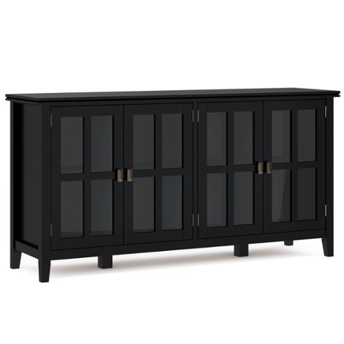 Simpli Home - Artisan Wide 4 Door Storage Cabinet - Black-Front_Standard 
