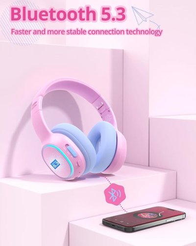 Tronsmart KH03 Kids Headphones, Bluetooth Active Noise Cancelling Wireless Headsets 74/85/93dB Safe Volume LED Lights 70H Playtime - Princess Pink BUY IN AUSTRALIA