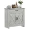 Homcom - Sideboard Cabinet with Barn Doors Kitchen Buffet Cabinet with Drawer and Adjustable Shelf Stone - Stone Gray-Front_Standard