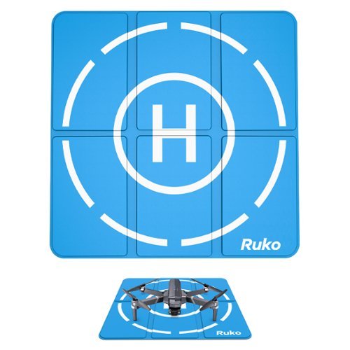 Ruko - H002 Drone Landing Pad Weighted, 16.85 inch Small Size Waterproof Double Sided, Fast-Foldable Portable - Blue-Front_Standard 