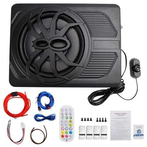 Topteng - 1200W Slim Under-Seat Powered Car Subwoofer with APP & Color Light Control -10" 12V Built-in Amplifier,for Car/Truck/SUV-Front_Standard 