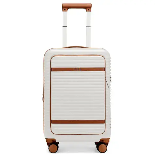 Front. Elle - Escape Expandable Carry-on Suitcase with Front Laptop Pocket | White - White.