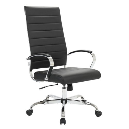 LeisureMod - Benmar High Back Leather Office Chair with Adjustable Height, Swivel Base, Ergonomic Design Modern Conference Chair - Black-Front_Standard 