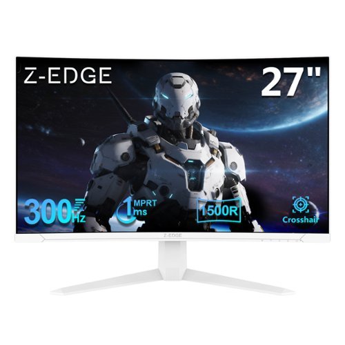 Z-Edge - UG27S- 27" 1080P Full HD 300 Hz 1 ms Curved Gaming Monitor, HDMI x 2, DP x 2, FreeSync Compatible - White-Front_Standard 