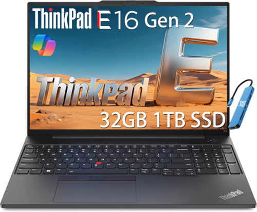  Lenovo - Upgraded - ThinkPad E16 Gen 2 16" FHD+ Business Laptop - AMD Ryzen 5 - 32GB RAM - 1TB SSD - Fingerprint - Backlit - Win11Pro - Black