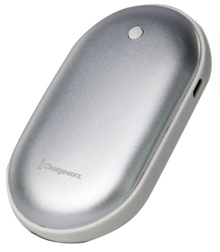 Chargeworx - 5000 mAh Hand Warming  Power Bank - Silver-Front_Standard 