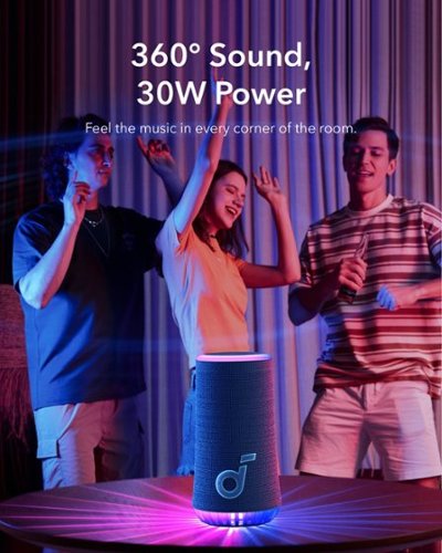 Soundcore by Anker Glow IP67 Waterproof Dustproof Portable Bluetooth Speaker with 360-Degree Sound and Synchonized Radiant Light - Blue WORLDWIDE DELIVERY