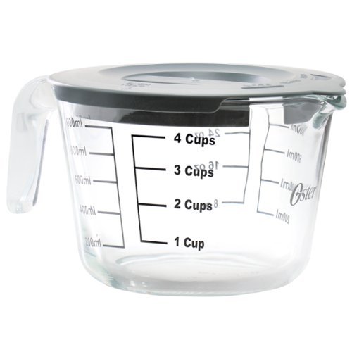 Oster - Coolidge 4 Cup Clear Glass Measuring Cup with Snap on Lid - Gray-Front_Standard 