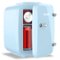 YASHE - 4L Mini Fridge, 6 Can Skincare & Drink Cooler/Warmer, 110V/12V, Portable, for Office, Dorm, Bedroom, Car - Blue-Front_Standard