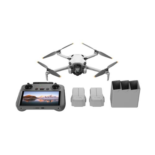 DJI - Geek Squad Certified Refurbished Mini 4 Pro Fly More Combo Drone and RC 2 Remote Control with Built-in Screen - Gray