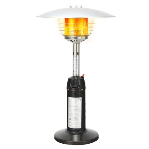 Costway - 13,000 BTU Patio Heater Portable Tabletop Propane Standing LP Gas Heater - Silver,Brown-Front_Standard 