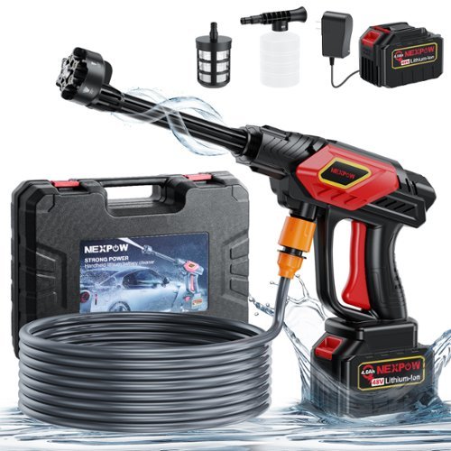NEXPOW - 1000PSI Cordless Pressure Washer with 6-in-1 Nozzle and 4.0Ah Battery-Front_Standard 