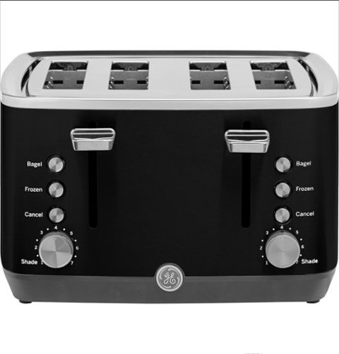 GE - 4-Slice Toaster with 7 Shade Settings and Extra Wide Slots - Onyx Black