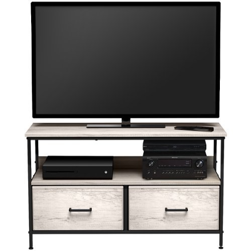 Sorbus - TV Stand with 2 Drawers – Fits Most Flat-Screen TVs – Modern Media Console with Gaming Console Storage - Beige - Rustic Beige-Front_Standard 