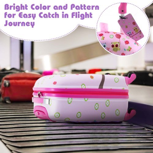 Costway 5 PCS Kids Luggage Set with Backpack Neck Pillow Luggage Tag Lunch Bag Wheels - Light Pink HOW TO BUY