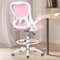Brick Attic - Drafting Chair, Tall Office Chair Ergonomic Desk Chair, Task Rolling Chair with Adjustable Flip-up Armrests Foot Ring - Pink-Front_Standard