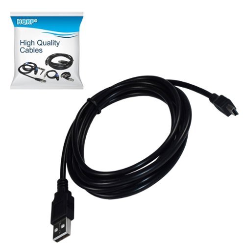 HQRP - 6 ft USB-A to Mini USB-B Data Cable for Lenovo ThinkVision LT1421, GoPro HERO3, Garmin GPS - Black-Front_Standard 