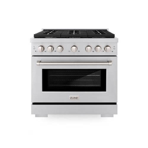 ZLINE - 36 in. 5.2 cu. ft. Paramount Gas Range with Convection Gas Oven in Stainless Steel with 6 Brass Burners - Stainless Steel-Front_Standard 