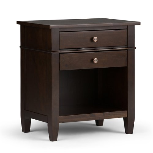 Simpli Home - Carlton Bedside Table - Dark Tobacco Brown-Front_Standard 